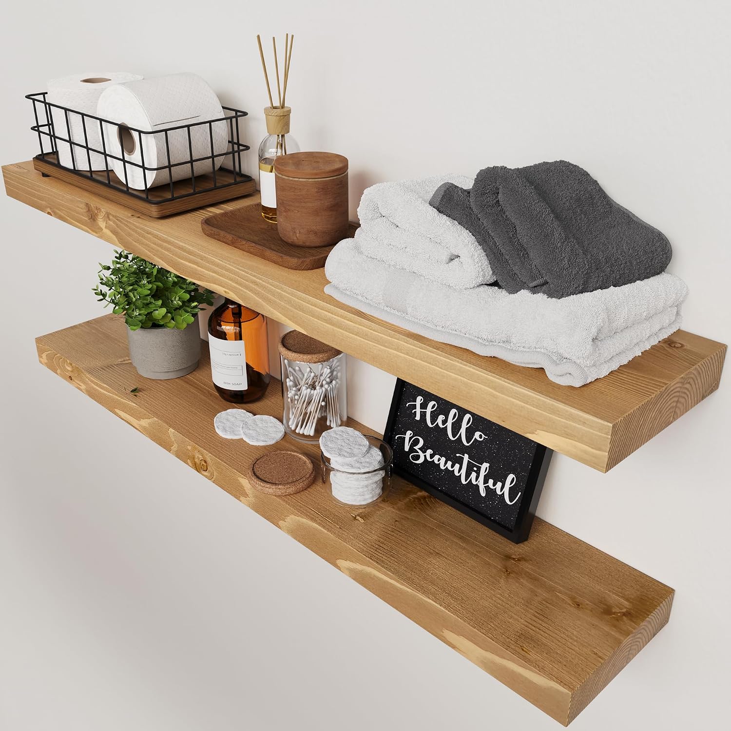 Oak Solid Wood Farmhouse Wall Shelves
