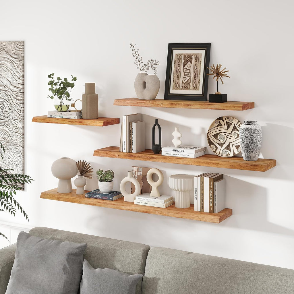 Live Edge Elm Wall Floating Shelves