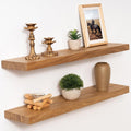 Solid Elm Wood Floating Wall Shelves
