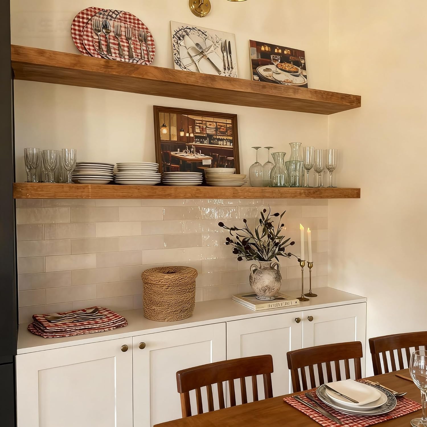 Long Walnut Solid Wood Wall Shelves
