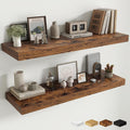 Deep Rustic Wood Hanging Wall Shelves