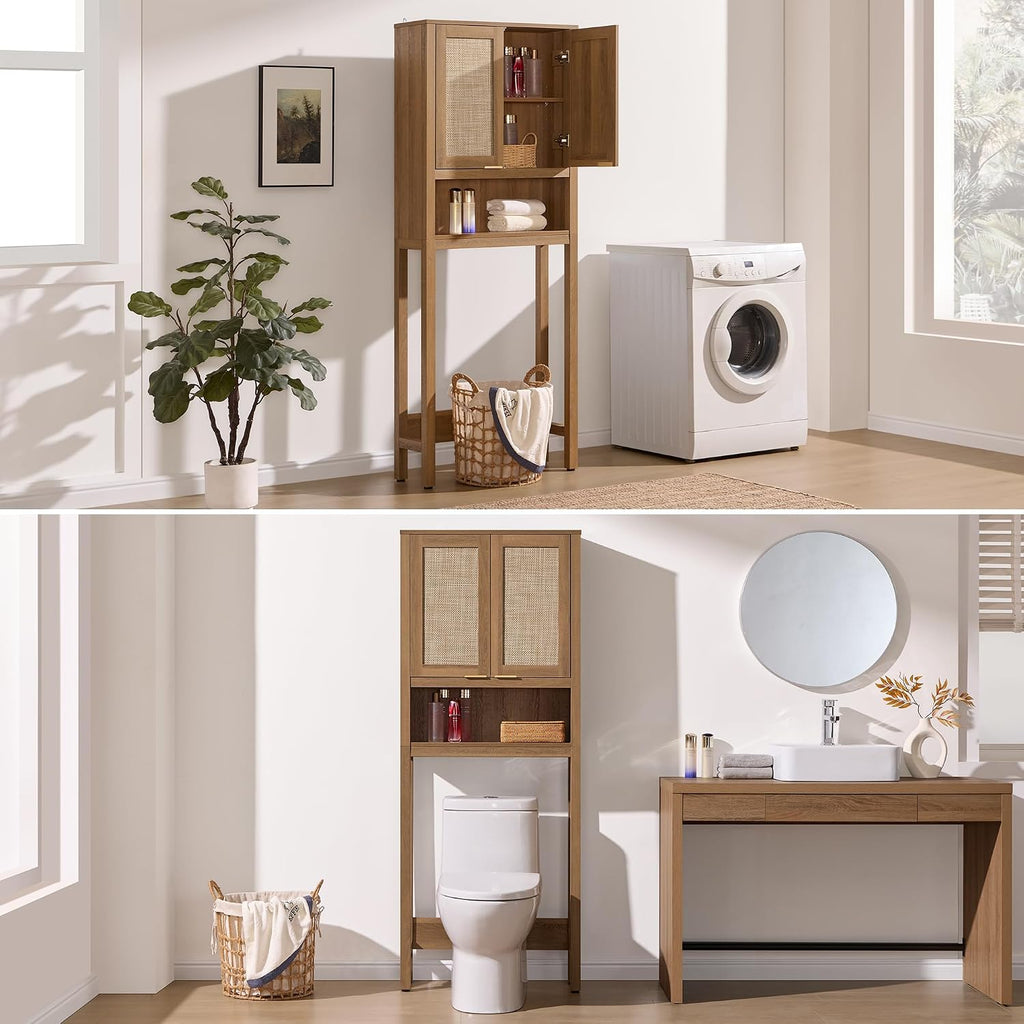 Rattan Over Toilet Storage Cabinet