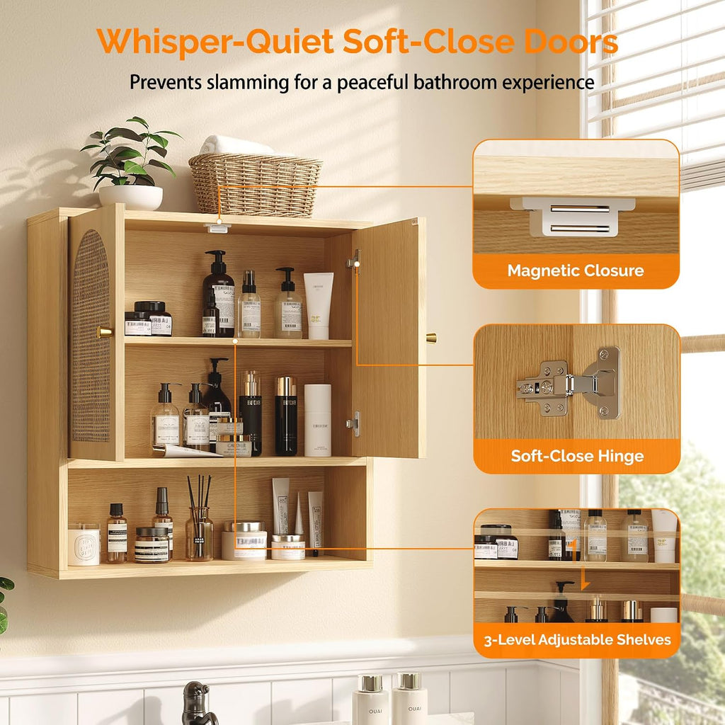 Woven Rattan Hanging Storage Cabinet