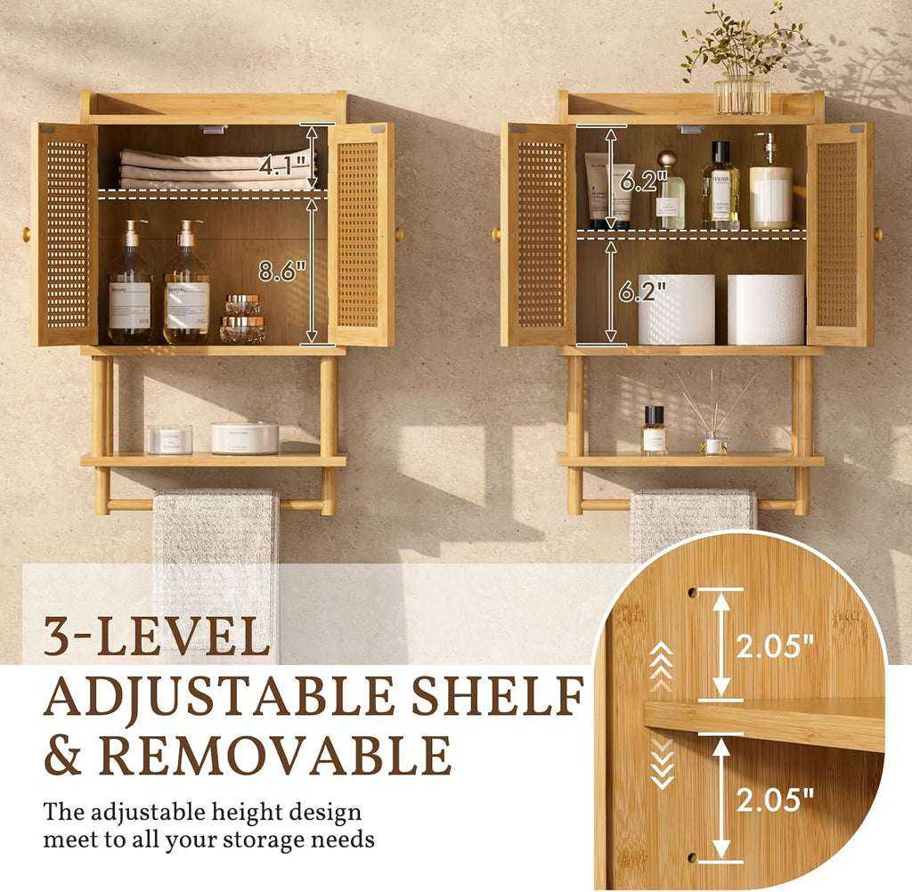 Bamboo Rattan Wall Storage Cabinet