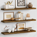 Deep Rustic Wood Wall Floating Shelves