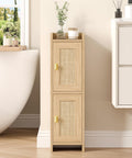 Slim Rattan Corner Storage Cabinet