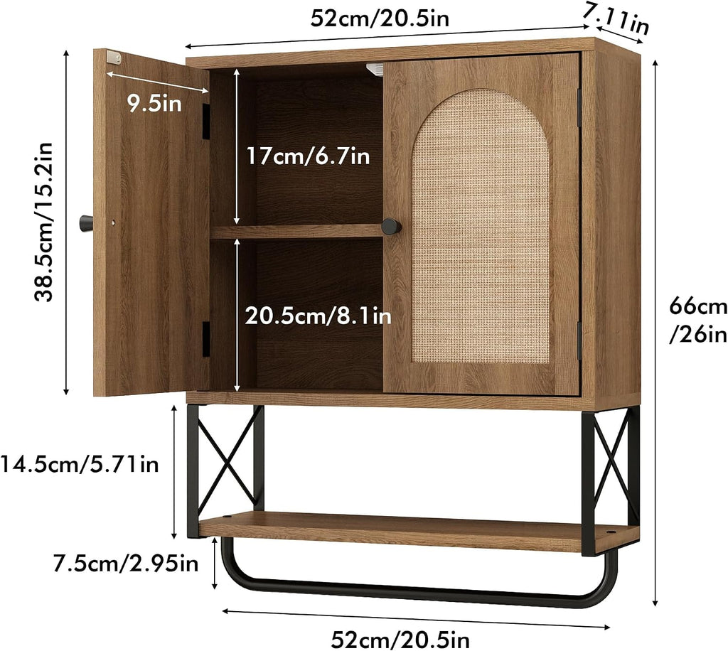 Arched Rattan Wall Storage Cabinet
