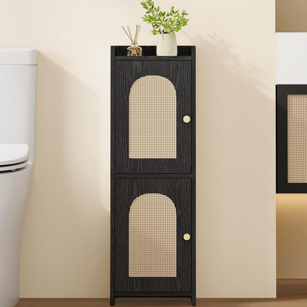 Corner Rattan Floor Storage Cabinet