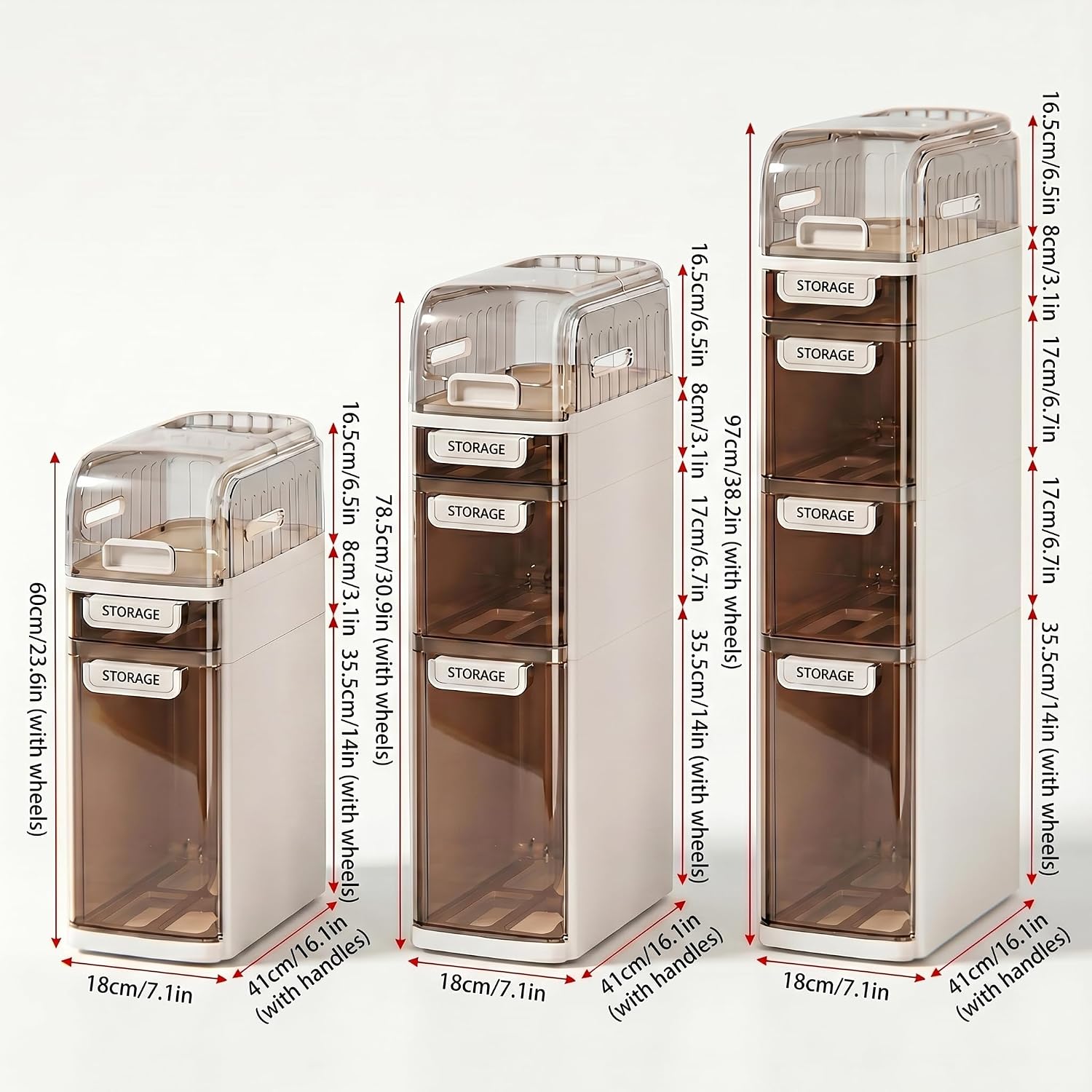Narrow Wheeled Waterproof Storage Cabinet