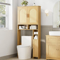 Wooden Rattan Toilet Storage Cabinet